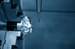 Close-up of CNC machine tooling with precision controller setup for advanced manufacturing.