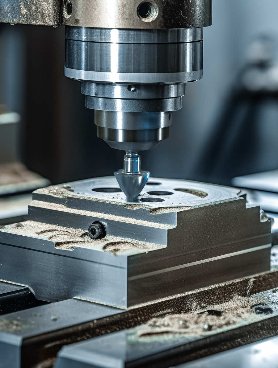 Metal Processing – "CNC drilling machine working on precision metal components"