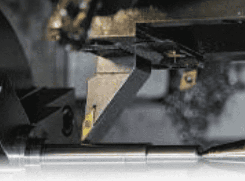 CNC turning system for cylindrical metal processing.