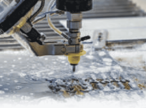 CNC water jet cutting machine for smooth edge finishes.