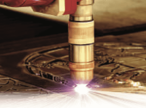 High-precision plasma cutting CNC torch in action.