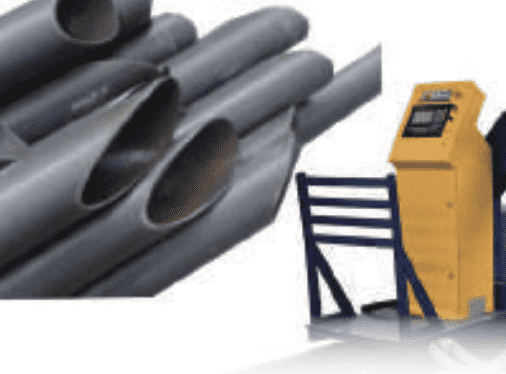 Radonix CNC tube cutting system with various pipe sizes and an industrial control unit for precision cuts