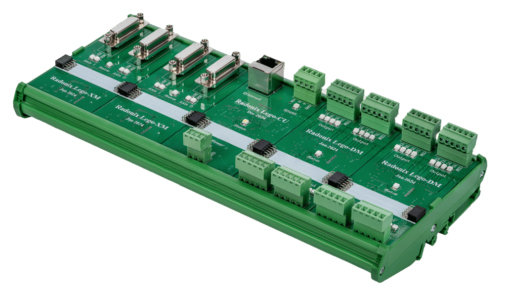 Radonix Lego modular CNC control board with multiple axis and I/O module slots